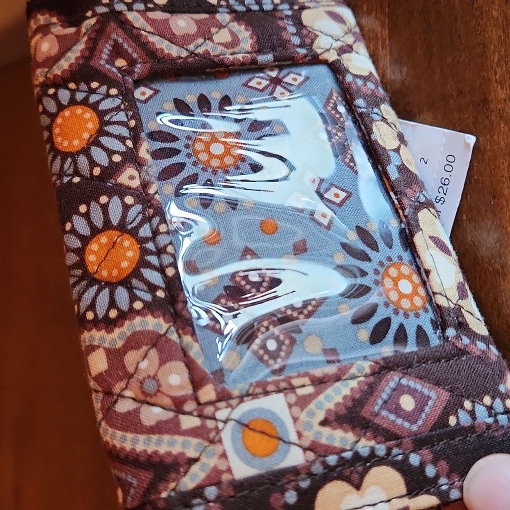 NWT Vera Bradley Brown Floral Women's Small Keychain Wallet/ID Holder - Picture 4 of 8